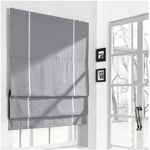 Roman Shades Blackout Smart Motorized Polyester Cordless Window Roman Blinds