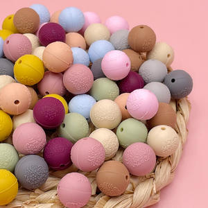 2025 nueva llegada 15mm cuentas redondas de silicona en relieve Floral para decoración joyería chupete cadena pluma hacer accesorios DIY - Product Image 3