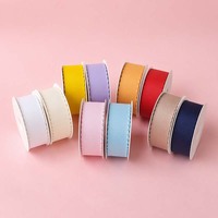 Ruban en satin de polyester côtelé ondulé de 4 cm, nœud fait main, 20 yards, emballage festif pour cadeaux et bouquets de fleurs