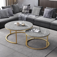 Moderner Goldener Edelstahl-Beistelltisch mit Marmorplatte Runder Luxus-Couchtisch für Wohnzimmer