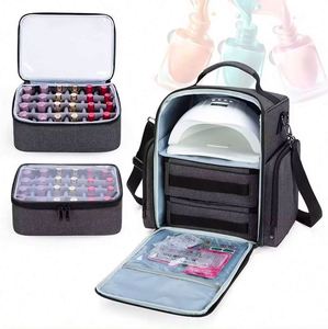 Free Sample Custom Logo Cosmetic Bag Polyester Nylon Holds 48 Bottles <b>Nail</b> <b>Polish</b> <b>Nail</b> Lamp <b>Organizer</b> with 2 Removable Pouches - Product Image 2