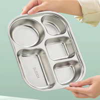 Boîte à lunch compartimentée anti-fuite avec plateau en acier inoxydable, conteneur alimentaire portable avec couverts pour l'école, le bureau et les pique-niques en plein air
