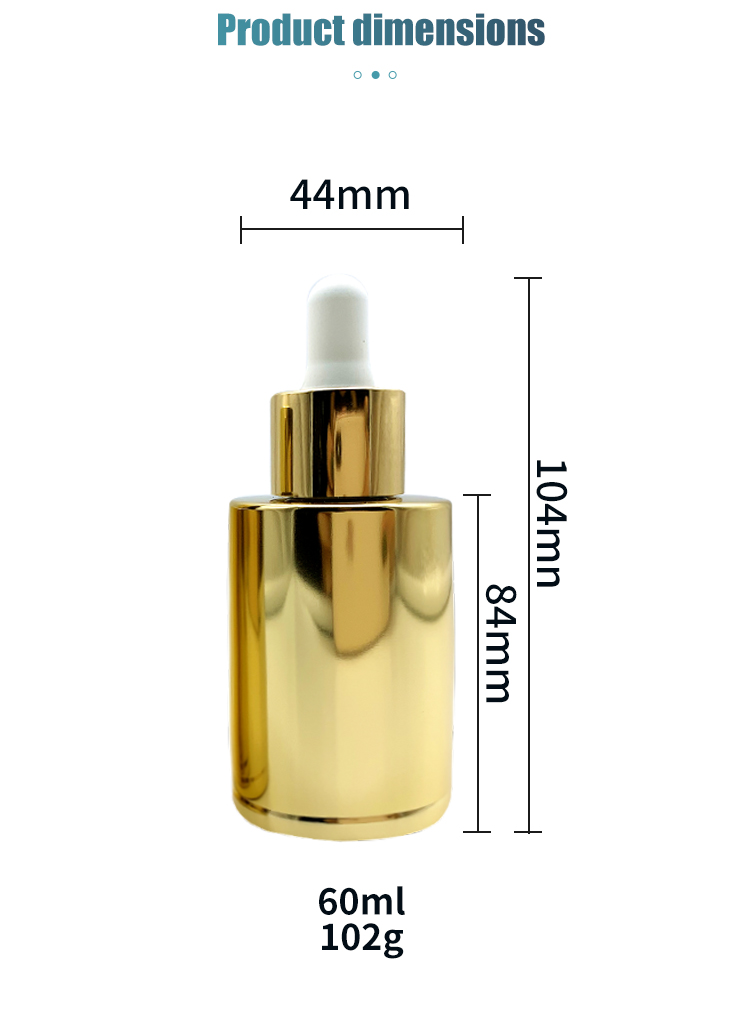 Eco Friendly Skincare Packaging 2oz Dropper Oil Bottle Gold Essential Oil Bottle
