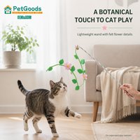 Baguette de jeu pour chat en fleur de feutre, avec tige en chenille flexible, clochette en plastique et métal, 46,5 cm, jouet interactif léger pour les détaillants de magasins d'animaux