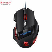 Ratón para Juegos con Cable USB T-WOLF M1, Luz RGB, 7 Botones, Ergonómico, Tamaño Grande, Ratón para Videojuegos