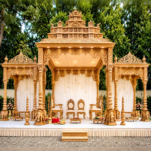 Mandap de mariage traditionnel Grand Éléphant Pillar Manavarai, scène sculptée en fibre, style temple sud-indien, Kalyana Mandapam - Product Image 1