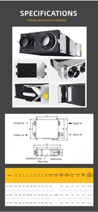 Recuperador de Ventilación Comercial con Control Wifi, 500 M³/h, Unidad de Manejo de Aire Fresco con Filtro <span class=keywords><strong>HEFA</strong></span> - Product Image 6
