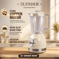 Mixeur Électrique Robuste avec Boîtier en Verre, pour Smoothies, Fruits et Légumes, Multifonctionnel avec Bouton Rotatif, Usage Domestique