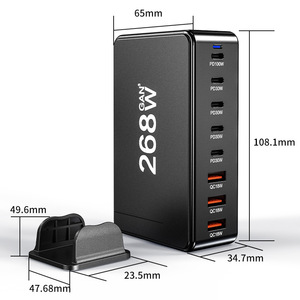 Chargeur GaN haute puissance 286W, adaptateur <span class=keywords><strong>de</strong></span> charge rapide au <span class=keywords><strong>nitrure</strong></span> <span class=keywords><strong>de</strong></span> <span class=keywords><strong>gallium</strong></span>, alimentation <span class=keywords><strong>de</strong></span> bureau multi-ports USB pour tablette et smartphone - Product Image 3
