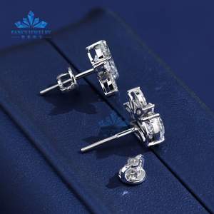 Nueva llegada joyería fina de lujo para mujer tornillo tachuelas pendiente 1CT VS1 corte de pera corte Marquesa 14K 18K oro laboratorio cultivado pendientes de diamantes - Product Image 2