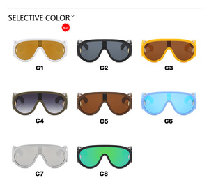 高級カスタムロゴ Y2K パンクサングラス ワンピース セクシーミラーサングラス 女性用 オーバーサイズ オーバル シールドシェード アイウェア UV400 - Product Image 6