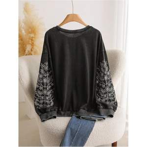 Sweat-shirt tricoté personnalisé pour femme grande taille, manches longues, décontracté, respirant, pull-over - Product Image 4