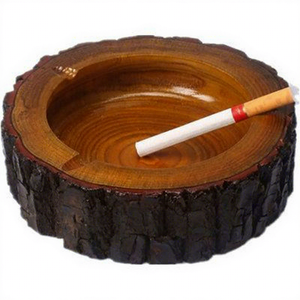 Cendrier de bureau rond en bois, design minimaliste, porte-cigares, usage domestique, finition bois naturel - Product Image 2