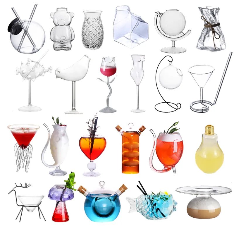 Hot Selling Creative Cocktail Glasses Clear Crystal Unique Shape Glass Funny Drinking Cup for Bar Party