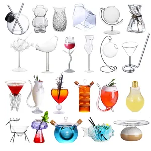 ホット販売クリエイティブカクテルグラスクリアクリスタルユニークな形のガラスバーパーティーのための面白い飲用カップ