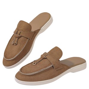 Mezza pantofola stile Vintage da esterno con nappa facile da donna scarpe basse Casual mocassini in tinta unita - Product Image 1