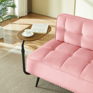 Modern Two Seater Velvet <b>Sofa</b> 54 Inch With Backrest And Rotating <b>Side</b> <b>Table</b> Entryway Ottoman Multi Use Bench Office Desk - Product Image 3