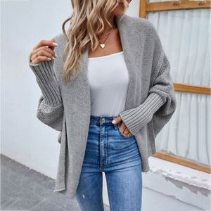 Women's Casual Wool/Cashmere Autumn Solid Color O-Neck Regular Sleeve Loose Knitted Coat commuter <b>Cardigan</b> <b>Sweater</b> J0204 - Product Image 3