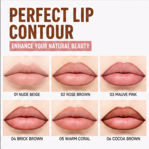 Matte Long Lasting Double Ended Mineral Lip Liner Gloss with Lip Brush for Party Makeup <b>Custom</b> Logo Pigmented - Product Image 4