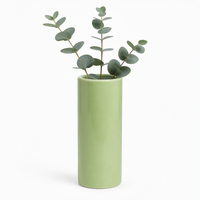Vase cylindrique en céramique émaillée vert céladon réutilisable pour bougies, diffuseur de roseaux, plante, décoration intérieure de bureau et de maison - Fabrication