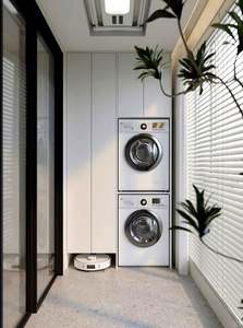 Machine à laver intégrée pour buanderie d'hôtel, armoire de buanderie pour appartement avec tiroir, armoire de rangement personnalisée, buanderie avec évier - Product Image 2