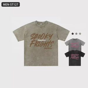 T-shirt à manches courtes Streetwear en détresse lavé | Haut de style couple en coton coupe ample 230G pour homme | T-shirt basique tendance INS - Product Image 2