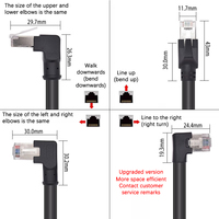 Cable Ethernet Industrial 6A Gigabit de Doble Curvatura 90° °   Cable de Extensión de Cabezal de Cristal en Ángulo Recto, Macho a Hembra