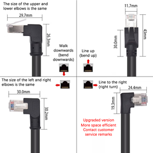 Câble <span class=keywords><strong>Ethernet</strong></span> industriel 6A Gigabit à double courbure 90° °   Câble d'extension à angle droit avec connecteur mâle vers femelle en cristal - Product Image 3