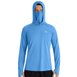 Chemise de pêche à capuche personnalisée pour <span class=keywords><strong>homme</strong></span> UPF 50+ en polyester à séchage rapide avec <span class=keywords><strong>cache</strong></span>-<span class=keywords><strong>cou</strong></span> - Product Image 1
