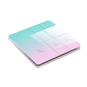 Panel de interruptor de espejo de vidrio templado de color en oferta, degradado rosa-cian, ultrafino, tipo 86, de pared, 1 módulo, 2 vías, para hogar y hotel - Product Image 1
