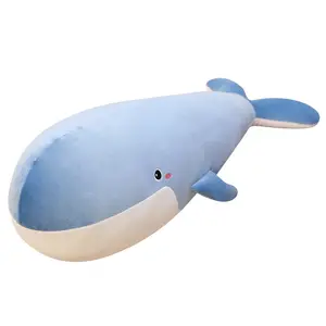 2024 저렴한 도매 큰 동물 모양의 베개 박제 동물 귀여운 고래 부드러운 쿠션 아기 장난감 선물