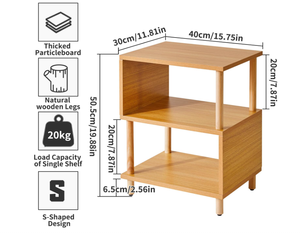 Mesa <span class=keywords><strong>de</strong></span> <span class=keywords><strong>Noche</strong></span> Moderna <span class=keywords><strong>de</strong></span> Madera Maciza con Estante Abierto, Mesa Auxiliar en Forma <span class=keywords><strong>de</strong></span> S con 3 Niveles <span class=keywords><strong>de</strong></span> Almacenamiento para Dormitorio y Sala <span class=keywords><strong>de</strong></span> Estar - Product Image 4