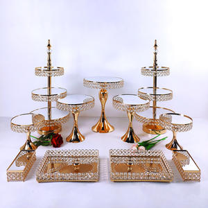 Exhibidor de Postres de <span class=keywords><strong>Cristal</strong></span> Popular, Exhibidor de Frutas en Torre, Juego de Soportes para Tartas de Metal con Múltiples Estilos Combinables para Fiestas de Cumpleaños - Product Image 1