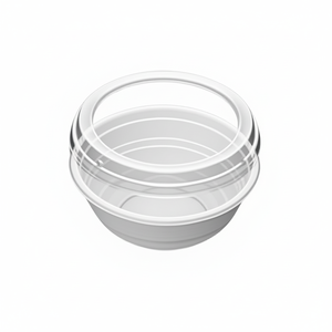 Ciotola per Insalata Minimalista in PS Trasparente da 16oz con Coperchio Ermetico Rivestito in Plastica per Uso Festivo - Product Image 1