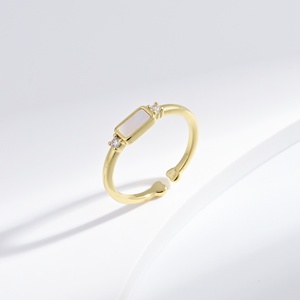 Bague ajustable en argent sterling 925 plaqué or 14 carats avec zircon, motif lapin mignon, pour usage quotidien, en forme de coquillage animalier - Product Image 2