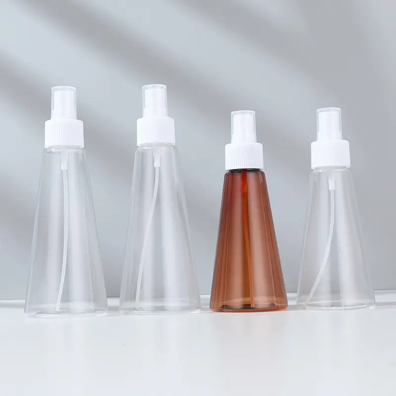 Botol semprot transparan coklat baru 100ml150ml botol segitiga parfum bening transparan plastik botol semprot kosong