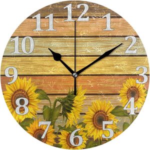 <span class=keywords><strong>Horloge</strong></span> <span class=keywords><strong>murale</strong></span> classique silencieuse ronde en bois, motif floral imprimé coloré, numérotée, design floral, cadeau, 45x45cm, mouvement d'origine - Product Image 3