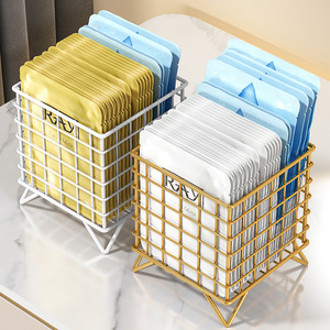 Face Mask Storage Box Wire <b>Basket</b> <b>Square</b> Desktop Cosmetic Organizer Eco Friendly Standing Type 1 Layer - Product Image 2