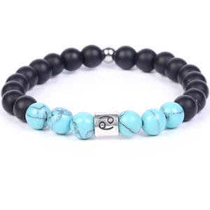 Pulsera Elástica de los 12 Signos del Zodiaco, con Cuentas de Ónix Negro Mate y Turquesa de 8mm, Pulsera de Meditación Espiritual - Product Image 4