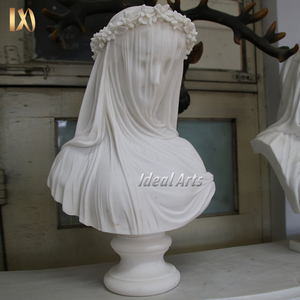Statue de <span class=keywords><strong>buste</strong></span> de <span class=keywords><strong>femme</strong></span> voilée en marbre, sculptée à la main, en marbre blanc, pour la décoration de la maison - Product Image 6