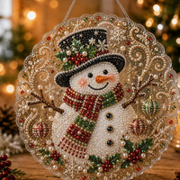 Kit de peinture au diamant de Noël Père Noël JC - Style minimaliste moderne, diamants ronds, cadre inclus