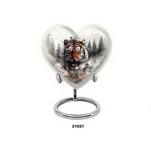 Beautiful White <b>Heart</b> Tiger Cremation Adult Urn for Human Ashes Unique Large <b>Heart</b> Urn With Stand & Free Velvet <b>Bag</b> - Product Image 1