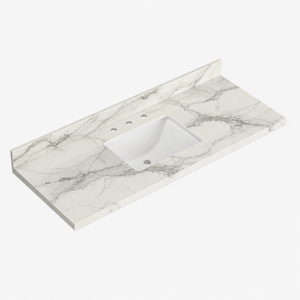 Meuble-lavabo de salle de bain avec plateau en pierre, options granit et marbre, découpe sur mesure, vente en gros Vietnam - Product Image 5