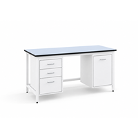Table de travail technique de laboratoire personnalisée en stratifié compact, mobilier de laboratoire avec chaises à roulettes, banc de laboratoire central dentaire
