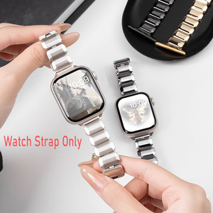 สายนาฬิกาโลหะทรงสี่เหลี่ยมหรูหรา Upro สำหรับ iWatch 11 10 9 8 7 SE สายรัดข้อมือโลหะแบบหัวเข็มขัดผีเสื้อสำหรับผู้หญิง - Product Image 2