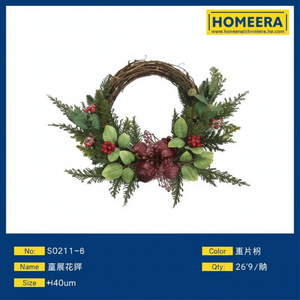 Guirnalda de Navidad de PVC hecha a mano, 40cm de diámetro en color de imagen, caja a granel de 36 piezas para uso en interiores para guirnalda de puerta delantera - Product Image 1