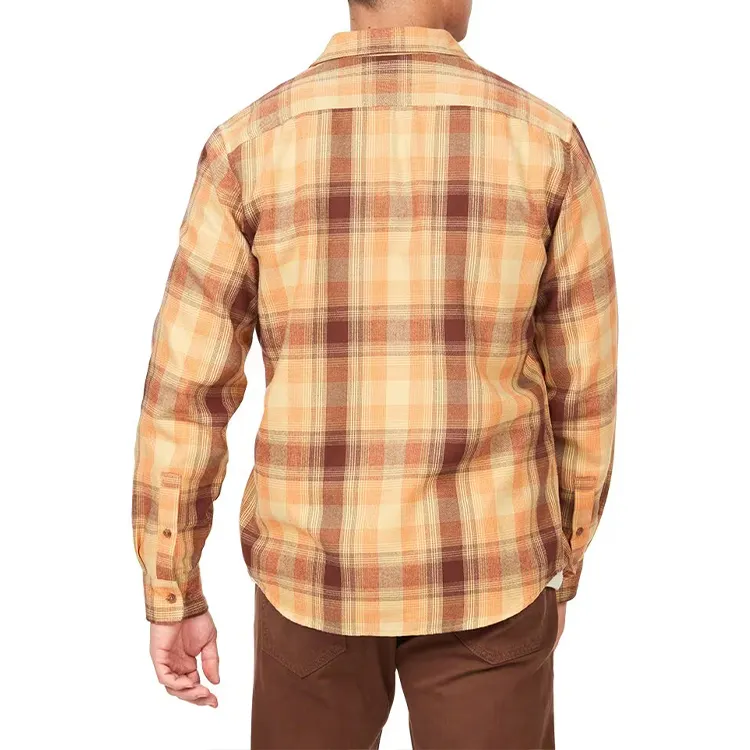2024 Flannel Plaid Shirt Fashion Custom Men Long Sleeve Flannel Shirts