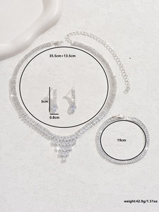 Accesorios al por Mayor, Juego de Collar y Aretes Retro con Cadena para Clavícula, Joyería Simple y Elegante con Circones Sueltos - Product Image 5