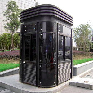Steel <b>Security</b> Booth With Curved Design Black Outdoor Guard House For Parking <b>Equipment</b> - Product Image 3