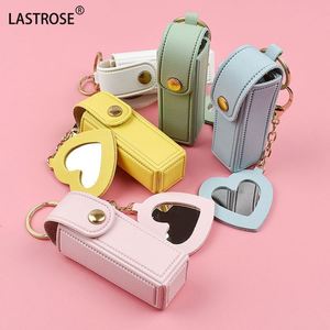 Portable PU Leather Lipstick Bag Creative <b>Small</b> Cosmetic <b>Mirror</b> Keychain Hanging Accessories for Makeup Tool Unique Gift Idea - Product Image 4